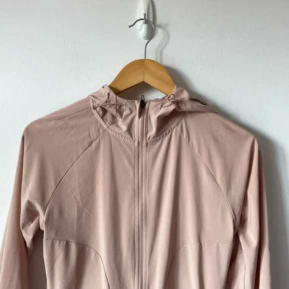 Adidas Climalite Thin Hooded Zip Up Jacket Nude Beige Sz  Small - Picture 2 of 5